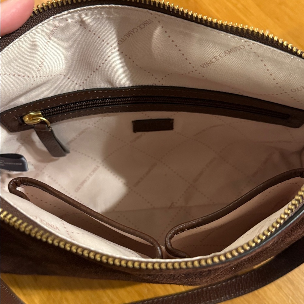 Vince Camaro Lisha Studded Brown Suede Shoulder Bag - Picture 5 of 12